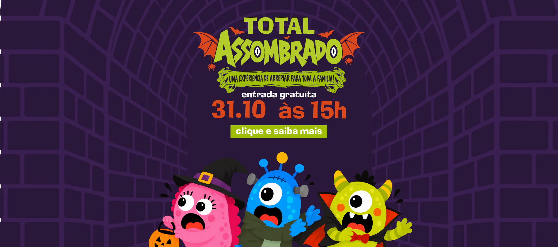 Programação gratuita de Halloween terá caça aos doces e oficinas no Shopping TOTAL
